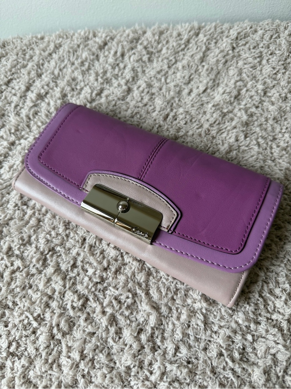 Coach Purple Leather Wallet Clutch